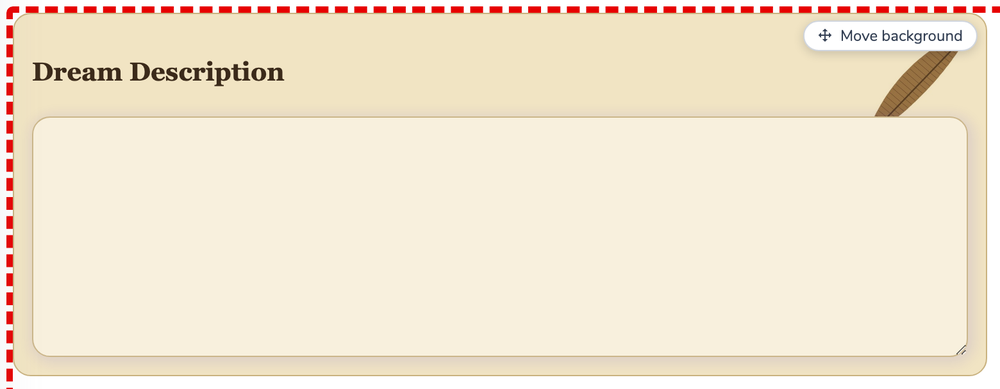 The Move background button on the canvas