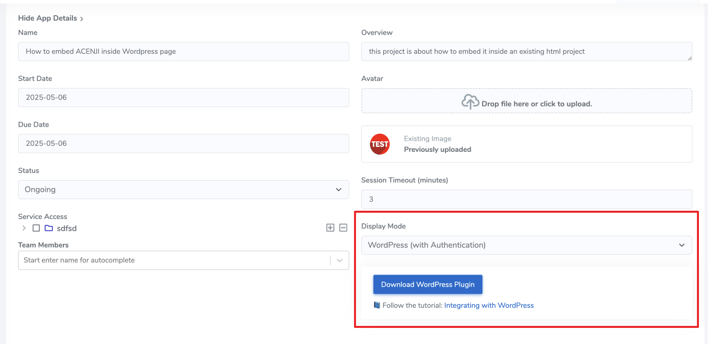 WordPress plugin download option