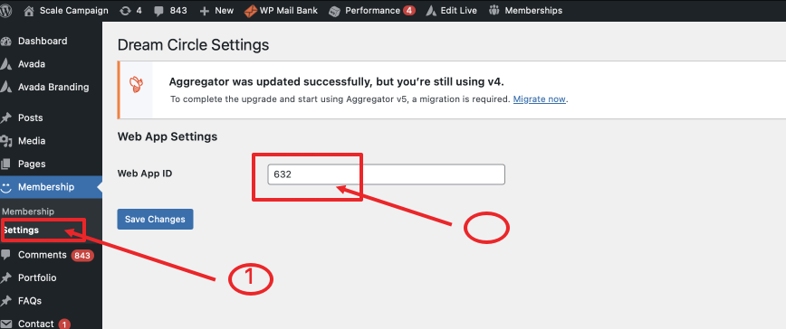WordPress settings screen
