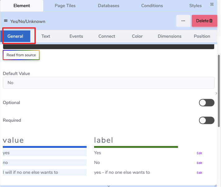 Choice Field General Tab