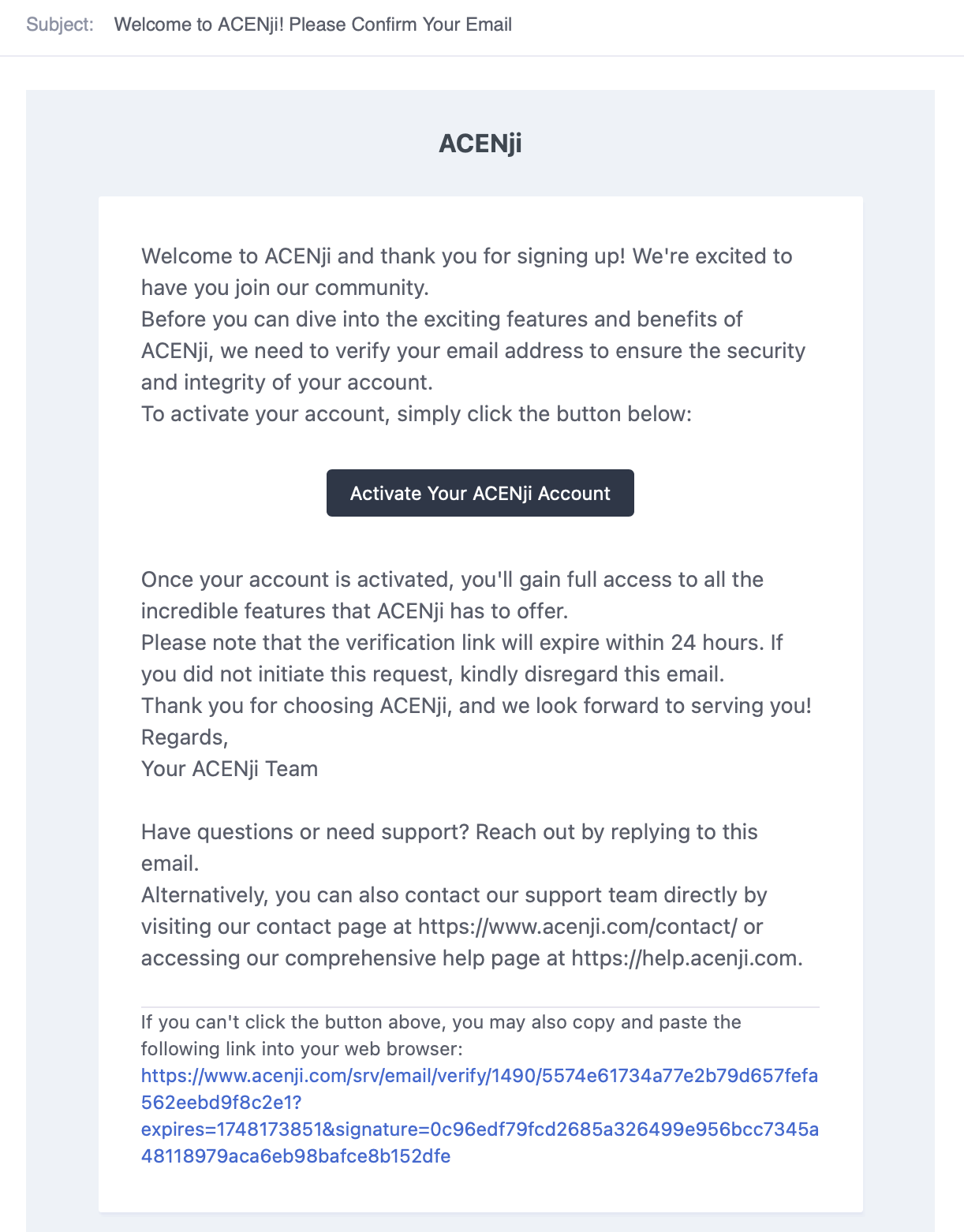Open the email and activate