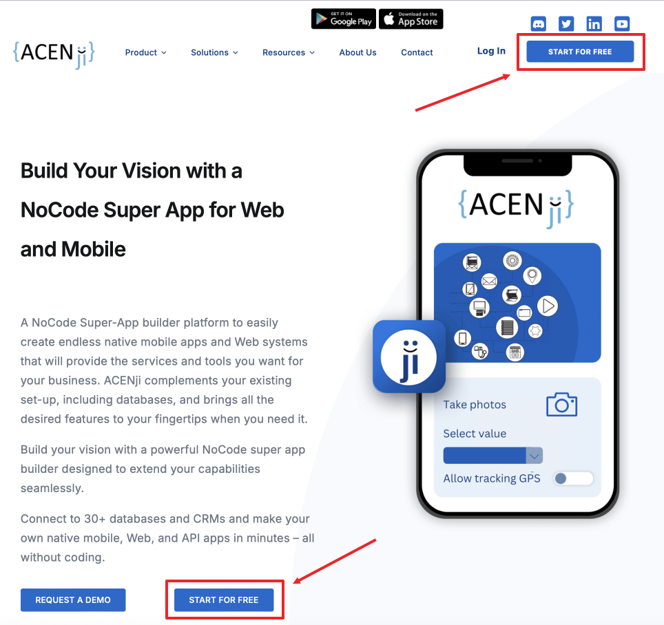 Click the "Start for Free" button